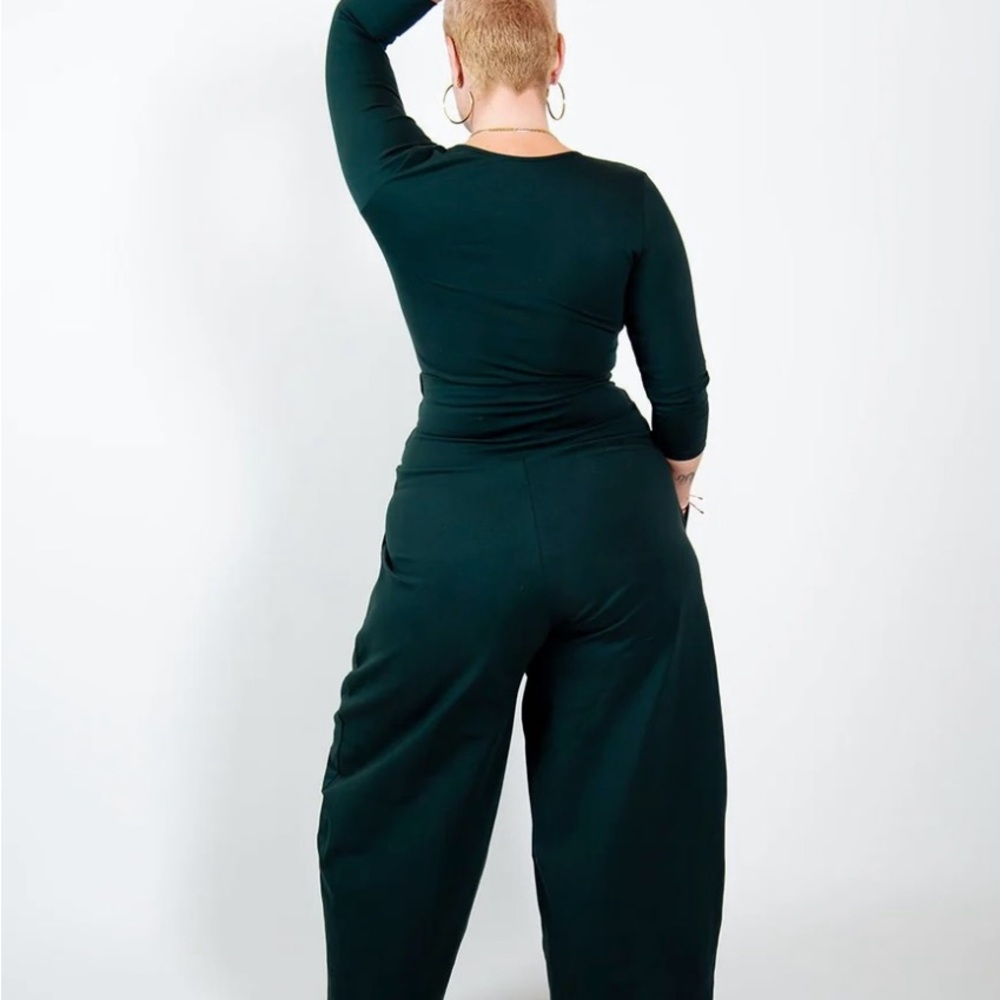 Manners London Puff Pants Tall in Forest Green Cotton Street Wear size L NWOT - Picture 2 of 9